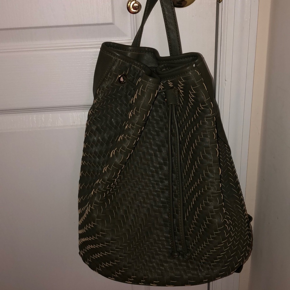 Olive Green Basket Weaved style backpack